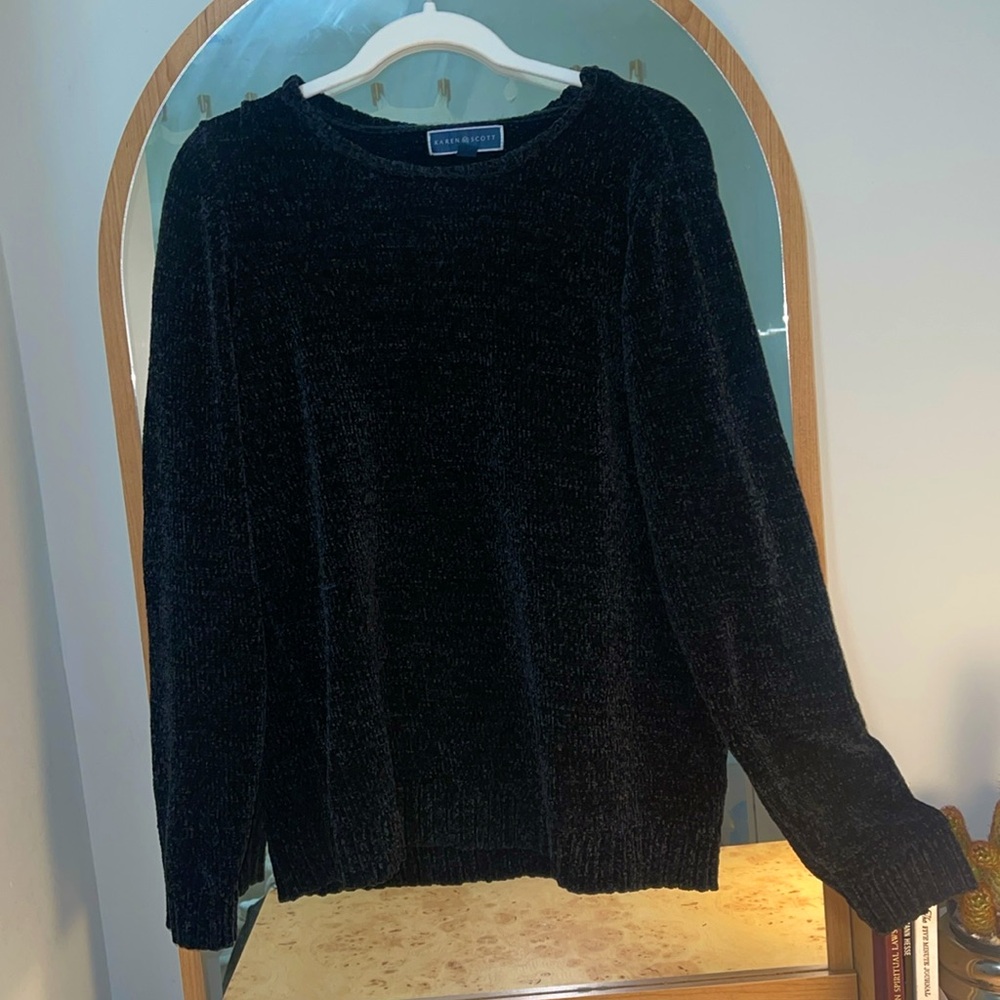 Karen Scott cozy oversized-fit black sweater